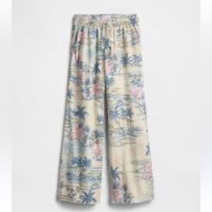 NWT!! GAP Kids girls Tropical Wide-Leg Linen Blend Pants in size XL/12